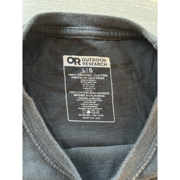 Outdoor Research T Shirt Men's Black Spell Out Logo Crewneck Organic Cotton L - Picture 5 of 9